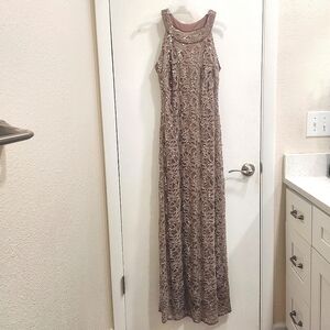 R & M Richards Beige Evening Dress Size 10P